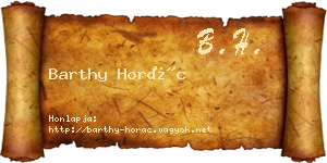 Barthy Horác névjegykártya